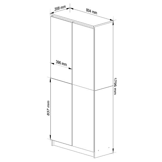 CLOSED BOOKCASE R80 2D 8P CLP WHITE / SONOMA