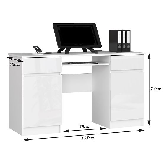 CLP A5 2D 2DR PK WHITE GLOSS DESK