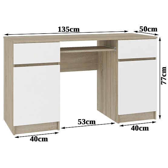 CLP A5 2D 2SZ PK SONOMA / WHITE DESK
