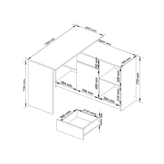 CLP B-17 SET COMMODE + DESK PK WHITE / SONOMA