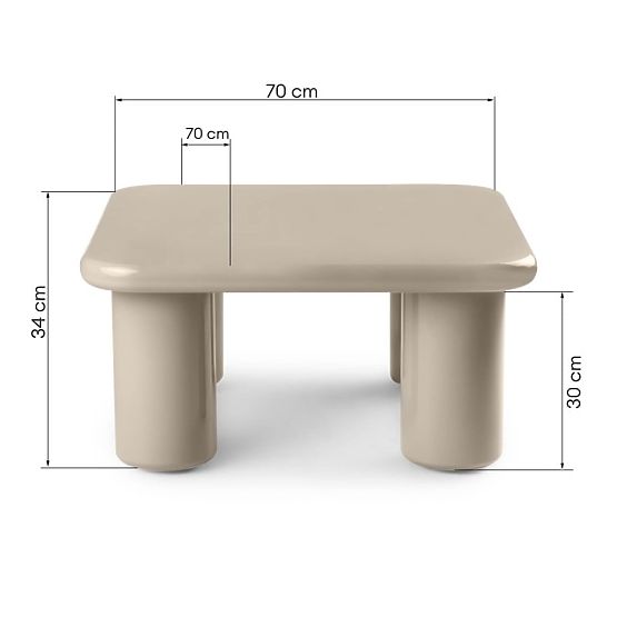 Coffee Table Cherry 70 cm, Dark Beige, Glossy