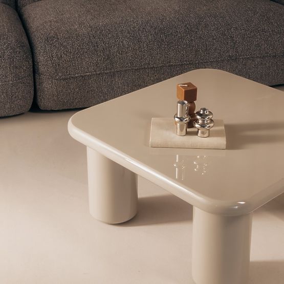 Coffee Table Cherry 70 cm, Dark Beige, Glossy