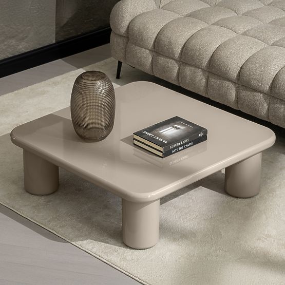 Coffee Table Cherry 90 cm, Dark Beige, Glossy