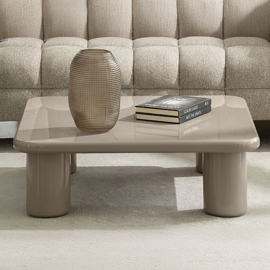 Coffee Table Cherry 90 cm, Dark Beige, Glossy
