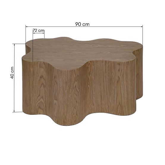 Coffee Table Cosmo 90 cm, Walnut, Rounded Shape