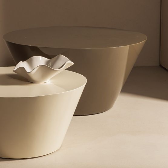 Coffee Table Eclipso, 60 cm, Cream White, Glossy