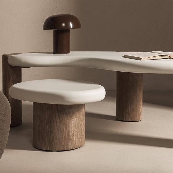 Coffee Table Floe 125 cm, White/Walnut