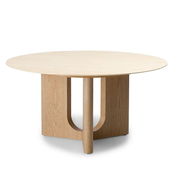 Coffee Table Klimt 90 cm, Round, Travertine/Oak