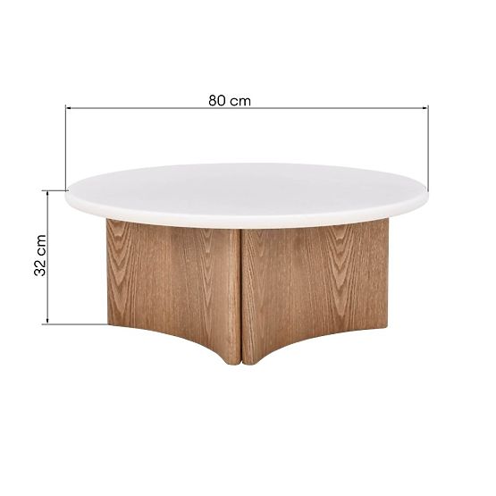 Coffee Table Marlo 80 cm, Cream White/Oak
