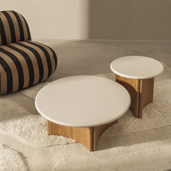 Coffee Table Marlo 80 cm, Cream White/Oak