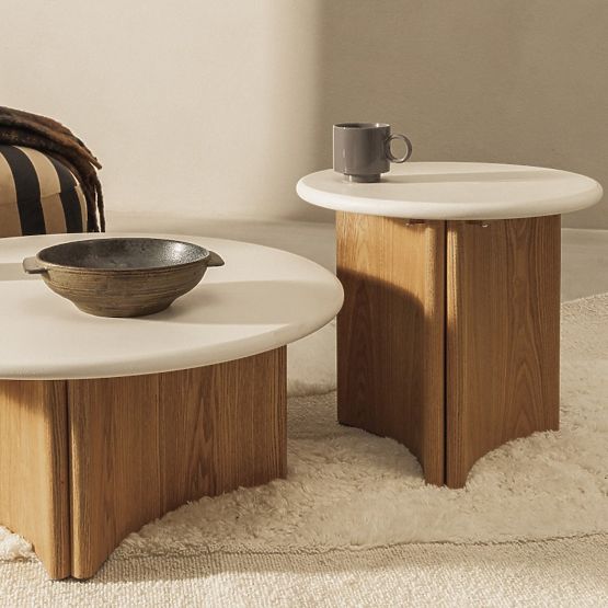 Coffee Table Marlo 80 cm, Cream White/Oak