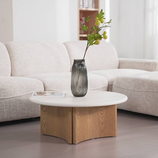 Coffee Table Marlo 80 cm, Cream White/Oak