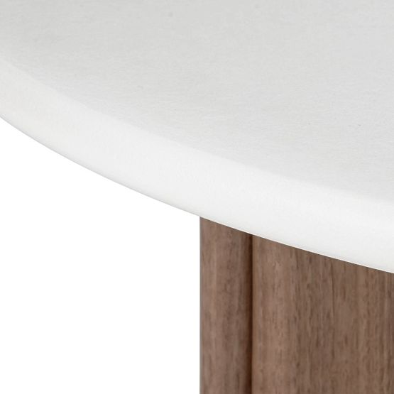 Coffee Table Marlo 80 cm, Cream White/Walnut, Microcement