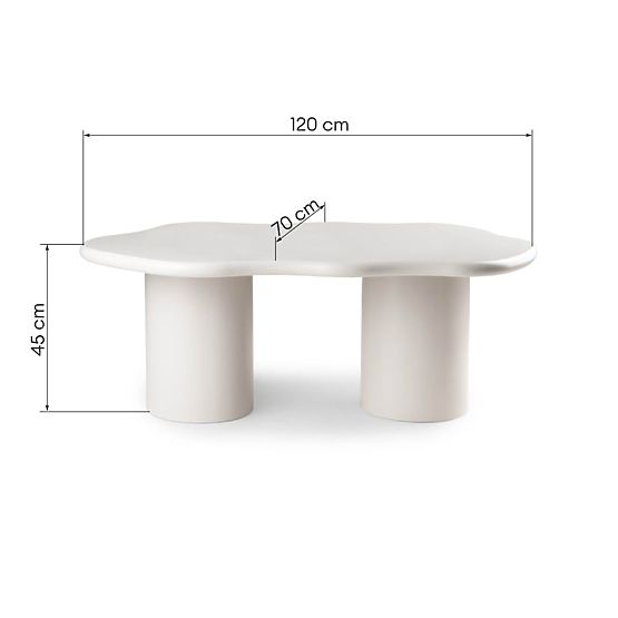 Coffee Table Muse Gray-Beige, Matte, Rounded Shapes
