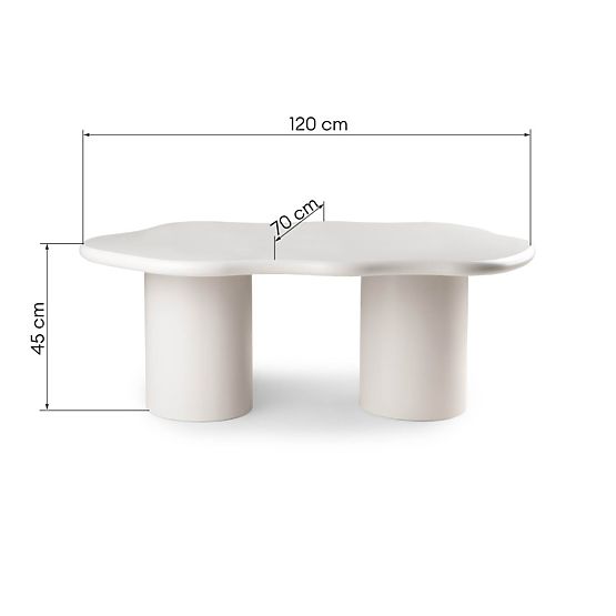 Coffee Table Muse Gray-Beige, Matte, Rounded Shapes