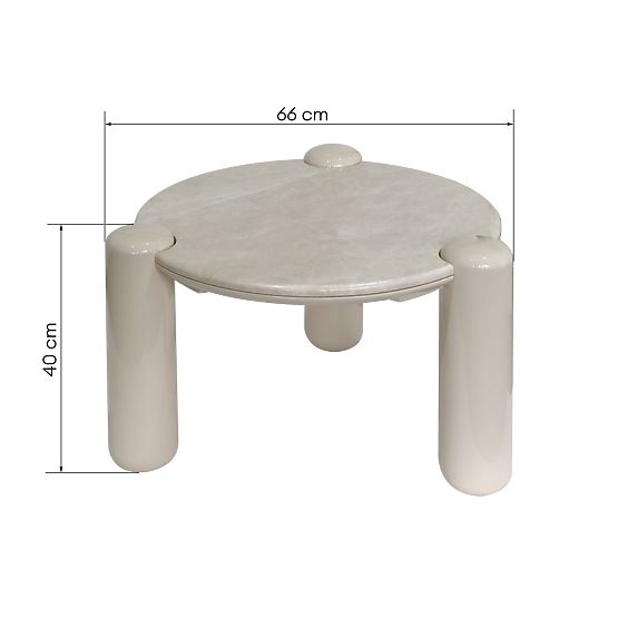 Coffee Table Noemi 66 cm, Light Beige/Marble, Glossy