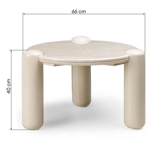 Coffee Table Noemi 66 cm, Light Beige/Marble, Glossy