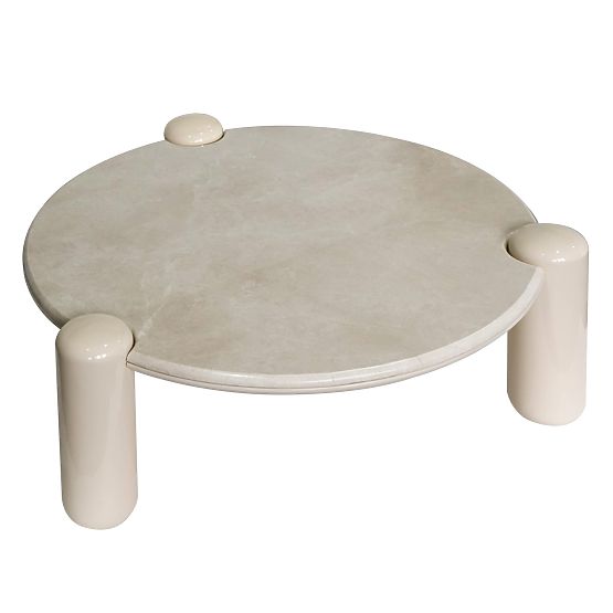 Coffee Table Noemi 86 cm, Light Beige/Marble, Glossy