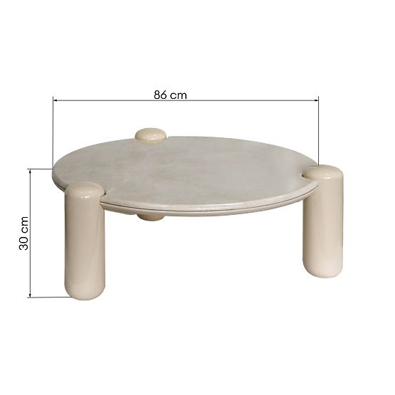 Coffee Table Noemi 86 cm, Light Beige/Marble, Glossy