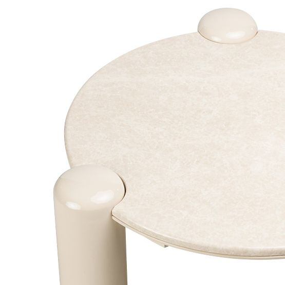 Coffee Table Noemi 86 cm, Light Beige/Marble, Glossy