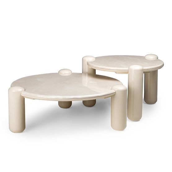 Coffee Table Noemi 86 cm, Light Beige/Marble, Glossy