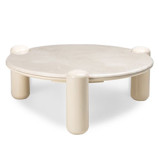 Coffee Table Noemi 86 cm, Light Beige/Marble, Glossy