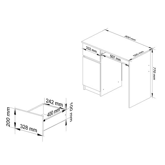 COMPUTER DESK 90 cm PIXEL LEFT PK SONOMA