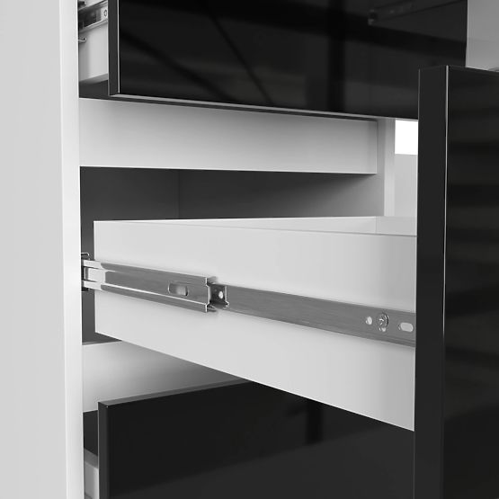 COMPUTER DESK A-11 135 cm 6 DRAWERS WHITE / BLACK GLOSS