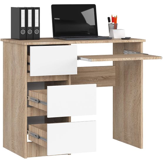 COMPUTER DESK A-6 90 cm LEFT PK SONOMA / WHITE