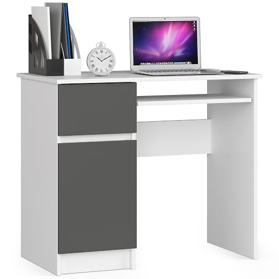 COMPUTER DESK PIKSEL WHITE / GRAY - LEFT