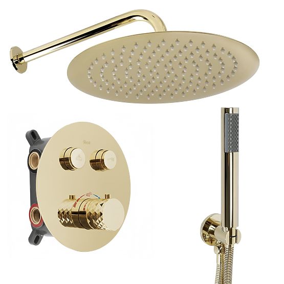 Concealed Shower Set with Thermostat Rea Lungo Diamond Gold+ BOX