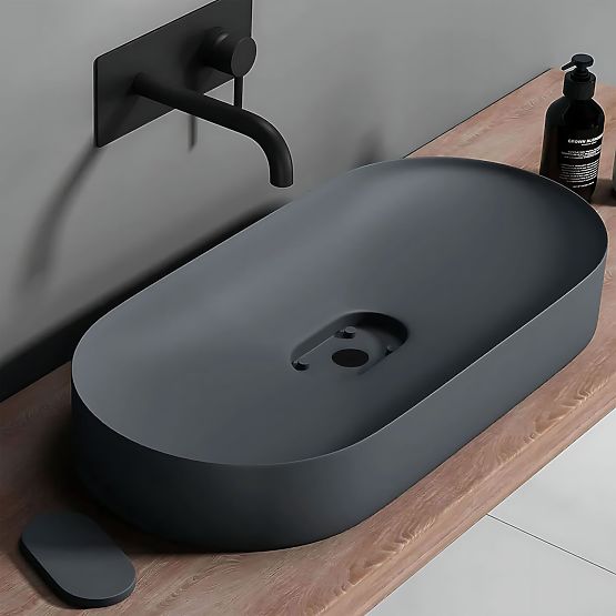 Conglomerate Washbasin IRIS 71 CM Gray Matte