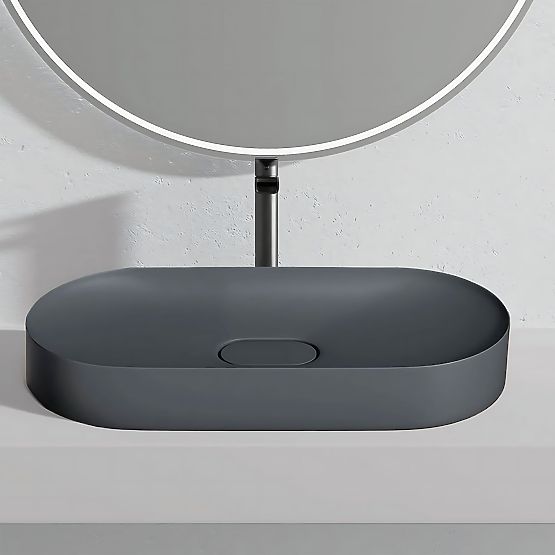 Conglomerate Washbasin IRIS 71 CM Gray Matte