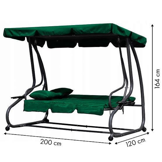 Convertible Garden Swing 2-in-1 with Cushions Green