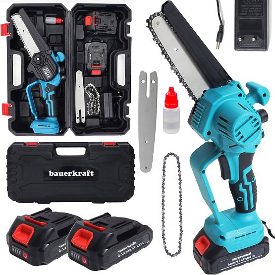 Cordless Mini Chainsaw Handheld Saw Brushless Motor 21V + Case