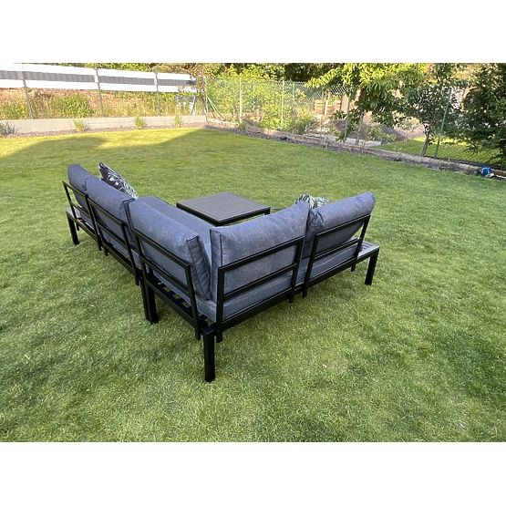 Corner Balcony Steel Coffee Table with 2 Sofas and Armrests VENTO Black