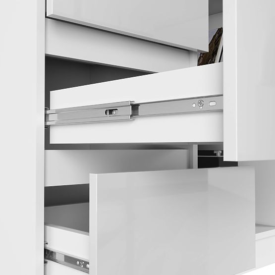 CORNER DESK B16 124 cm LEFT 3 DRAWERS WHITE / WHITE GLOSS