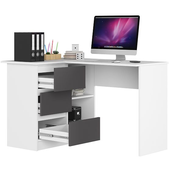 CORNER DESK B16 CLP LEFT PK WHITE / GRAY