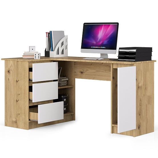 CORNER DESK B20 CLP LEFT-SIDED PK OAK ARTISAN / WHITE