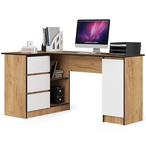 CORNER DESK B20 CLP LEFT-SIDED PK OAK CRAFT / WHITE