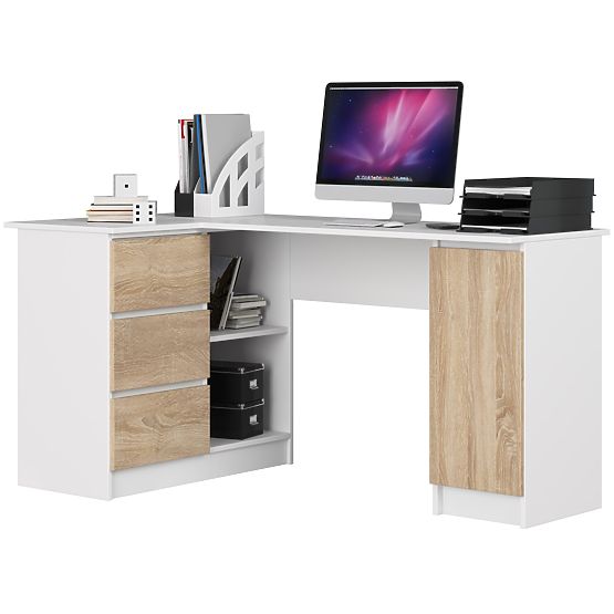 CORNER DESK B20 CLP LEFT WHITE / SONOMA