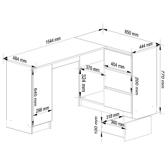 CORNER DESK B20 CLP RIGHT-HANDED SONOMA / WHITE