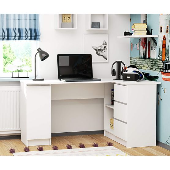 CORNER DESK B20 CLP RIGHT-SIDED PK WHITE