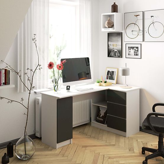 CORNER DESK B20 CLP RIGHT WHITE / GRAY