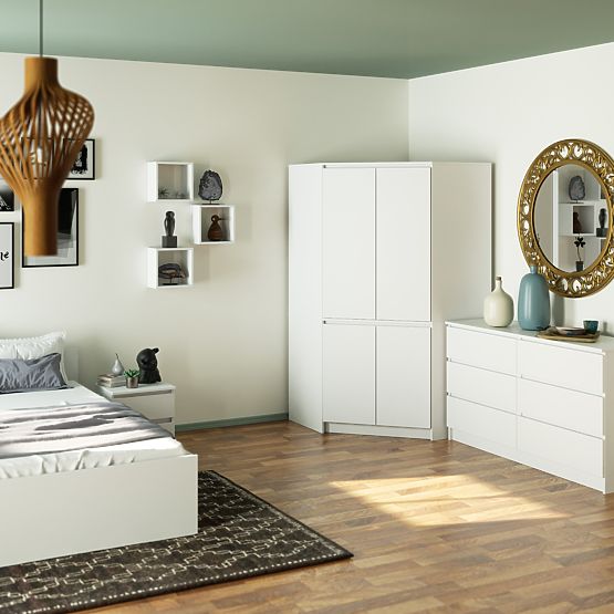 CORNER WARDROBE S100 4D CLP WHITE