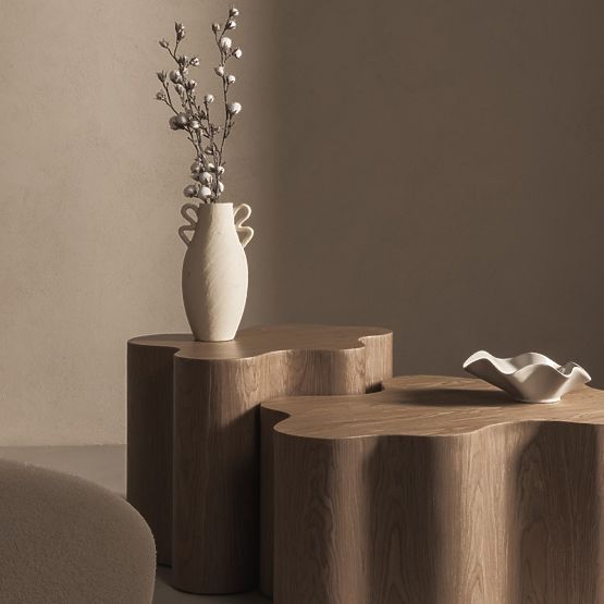 Cosmo Side Table 66 cm, Walnut, Rounded Shapes