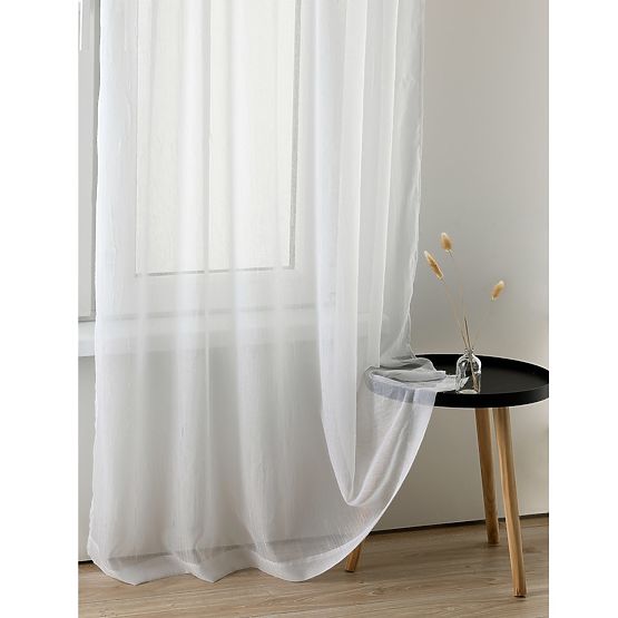 Curtain KRESZ white color classic style flex flex 5.5 cm with double pleat crushed voile 140x270