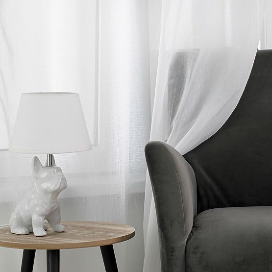 Curtain KRESZ white color classic style flex flex 5.5 cm with double pleat crushed voile 140x270