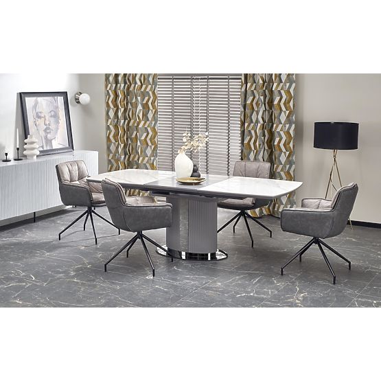 DANCAN Extendable Table, White Marble / Gray / Light Gray / Black (3p=1pc)