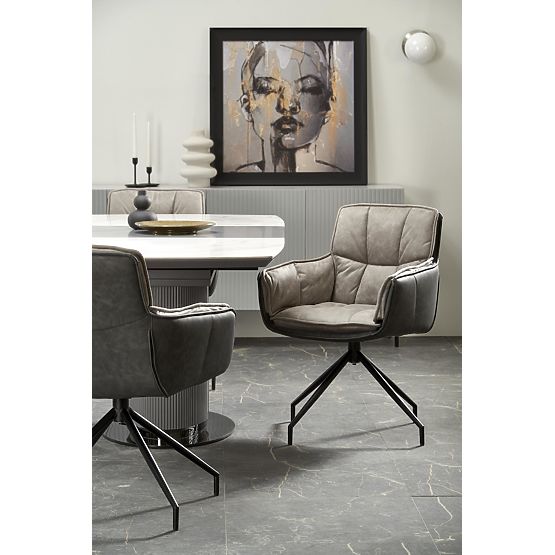 DANCAN Extendable Table, White Marble / Gray / Light Gray / Black (3p=1pc)